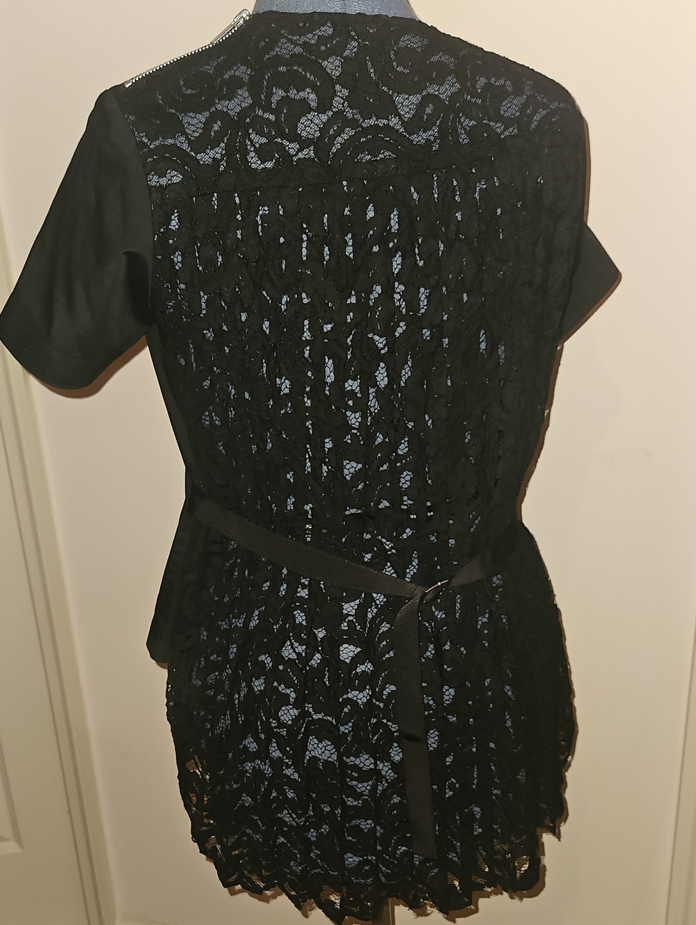 Sacai Black Lace Overlay Women's Dress with Belt Sz. Small
